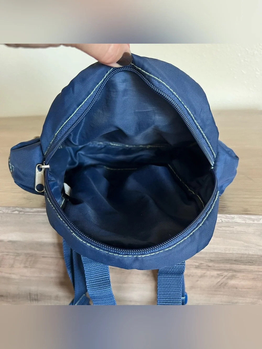 VTG Disney Winnie the Pooh Mini Backpack 90’s Y2K Blue Nylon Side Zip Pockets
